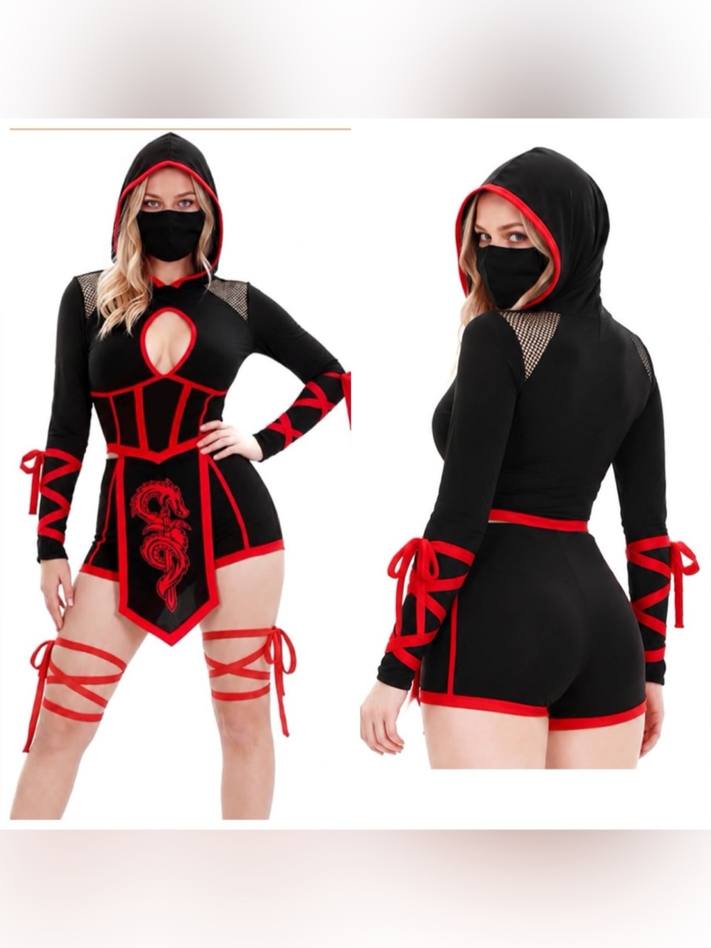 Ninja Costume for Women, Deadly Assassin Shinobi Ninja Outfit Size Small NWT